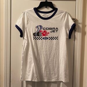 Ford Cobra Jet White Tee with Blue Trim